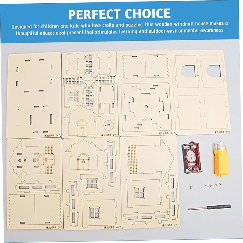 منزل الطاحونة الهوائية لعبة ألغاز خشبية ثلاثية الأبعاد تعليمية للبناء للأطفال - Image 5